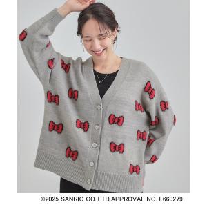 カーディガン 「HELLO KITTY コラボ」Vネックジャカードカーディガン レディース