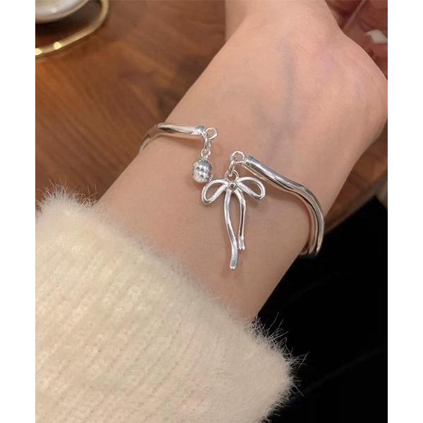 ブレスレット シルバーリボンバングル/ブレスレット/レディース(T3) レディース