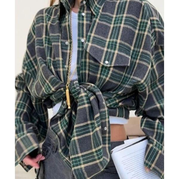 ブラウス シャツ チェックオーバーシャツ レディース