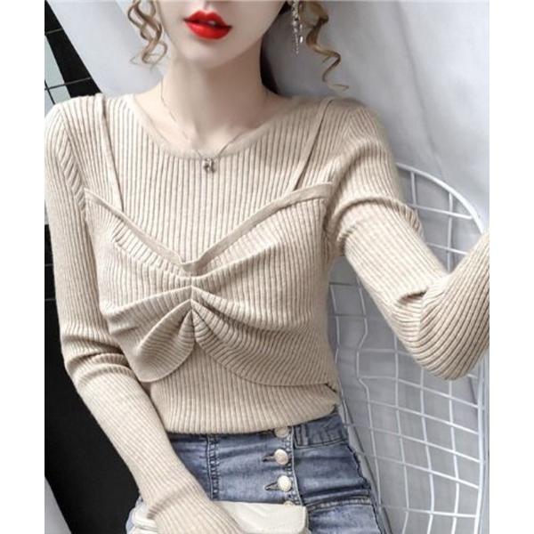 ビスチェ付き長袖トップス レディース