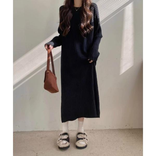 ワンピース リブニットワンピ