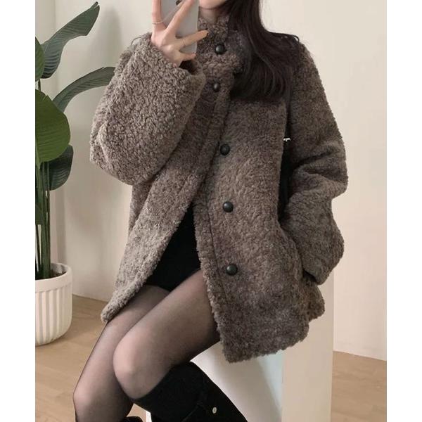 ブルゾン アウター もこもこ スタンドネック ボアジャケットコート レディース