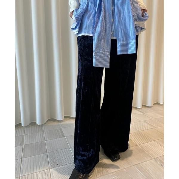 スラックス パンツ ACETATE VELOUR STRAIGHT WIDE PANTS レディース