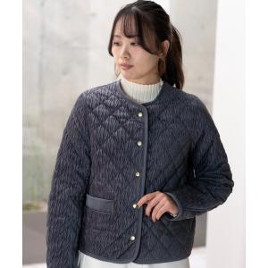 コート アウター ベロアキルトジャケット レディース