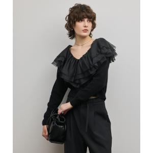 カーディガン フリルニットカーディガン レディース