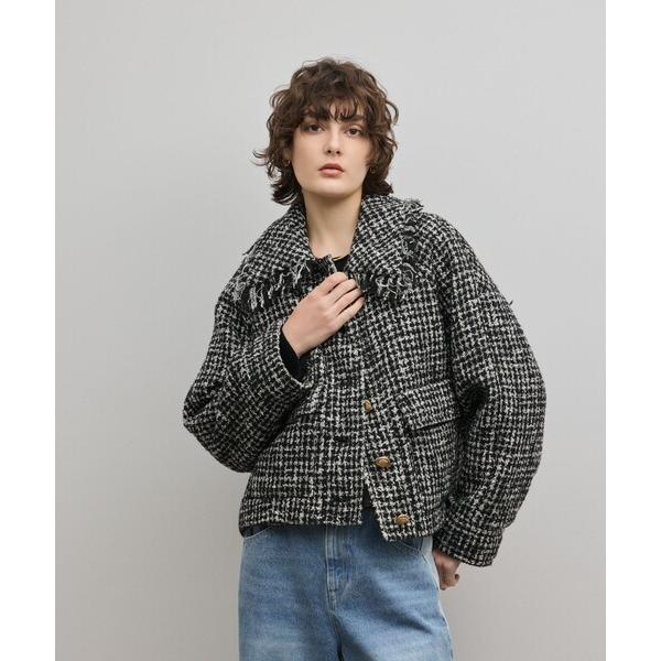 コート アウター パディングツイードジャケット レディース