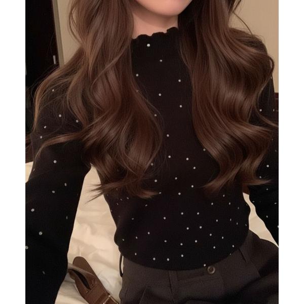 tシャツ 「26年春新作」メロウフリルドットニットソー トップス / ラインストーン カットソー レ...