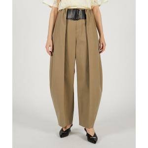 スラックス パンツ 「Pre-Order」ハイウエストベルトタックパンツ / High-Waist Belted Tuck Pants レディース