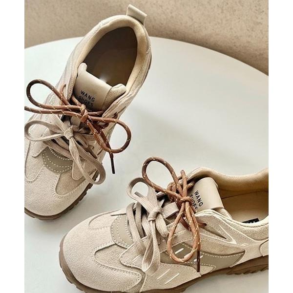 スニーカー バイカラーシューレース チャンキーソール ダッドスニーカー レディース