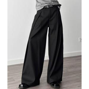 パンツ 立体タックAラインワイドパンツ レディース