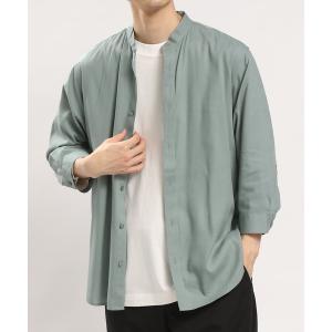 「GLOBAL WORK Smile Seed Store」 7分袖シャツ LARGE セージグリーン メンズ