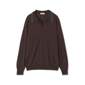 「JOHN SMEDLEY」 長袖ニット M ダークブラウン メンズ