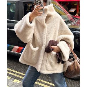 ジャケット ノーカラージャケット ハイネックエコムートンジャケット レディース