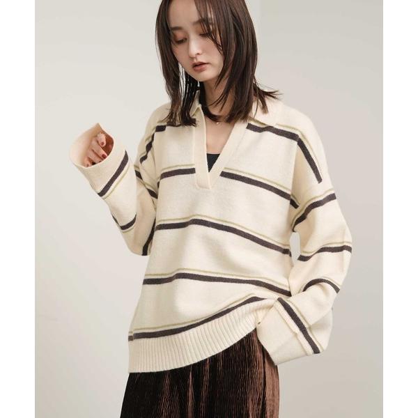 ニット セーター 「Bulue.」ボーダーラガーニット レディース