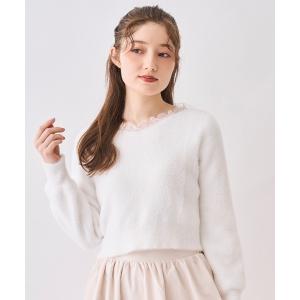 ニット セーター レースネックフェザーニット レディース