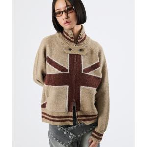 カーディガン UK MOTIF ZIPUP KNIT レディース メンズ