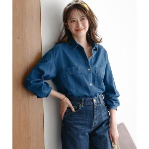 ブラウス シャツ ライトダンガリー デニムショートシャツ レディース