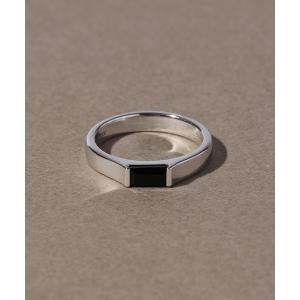 アレルギー対応 指輪 リング 「SV」バケットカットオニキスミニマルリング/天然石/ニッケルフリー/金属アレルギー対応「動画あり」 レディース