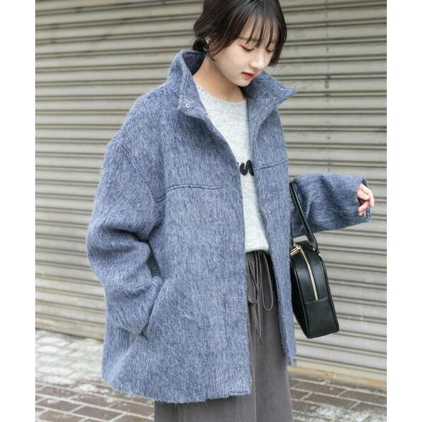 コート アウター スタンドカラーオーバージャケット レディース