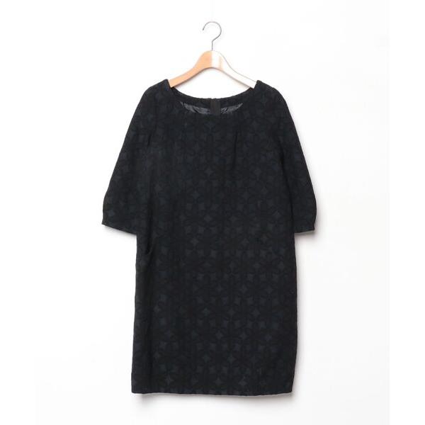 「TIARA」 7分袖ワンピース 3 ブラック レディース