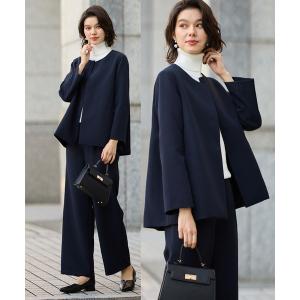 セットアップ 「２点セット」フレアーラインジャケットワイドパンツセットアップスーツ レディース