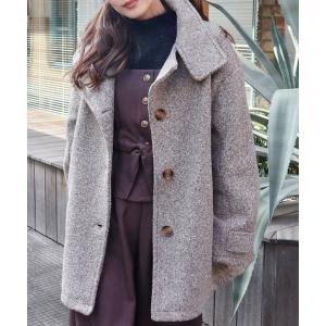 コート アウター Fウールリングニットスタンドカラー2WAYコート レディース