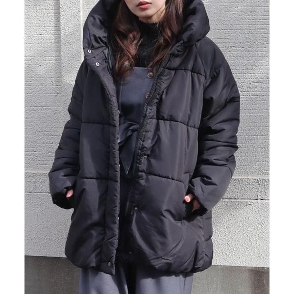 ダウンコート ダウンジャケット 中綿ラグランミドルコート レディース