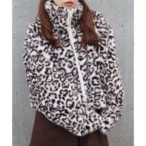 コート アウター MIXシャギーレオパード柄ジャケット レディース