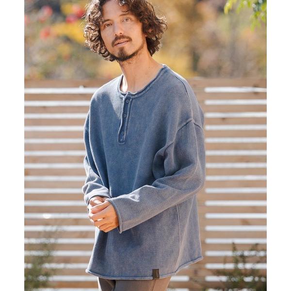 tシャツ mlt5519- Pigment Dyed Henley Neck Knit Pullov...
