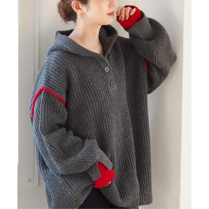 ニット セーター 「ZOZO限定アイテム」畦編配色レイヤードヘンリーパーカー レディース