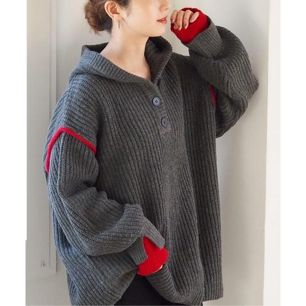 ニット セーター 「ZOZO限定アイテム」畦編配色レイヤードヘンリーパーカー レディース