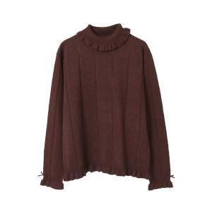 ニット セーター ハート透かし柄タートルニット レディース