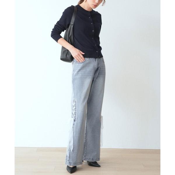 ジーンズ デニム デニムパンツ 10ozスラブデニム 脇膝下　左右シューレース ソフトフレアー レデ...