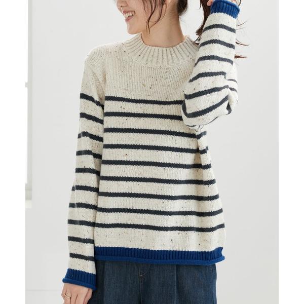 tシャツ カラーネップ入り配色ボーダープルオーバー レディース