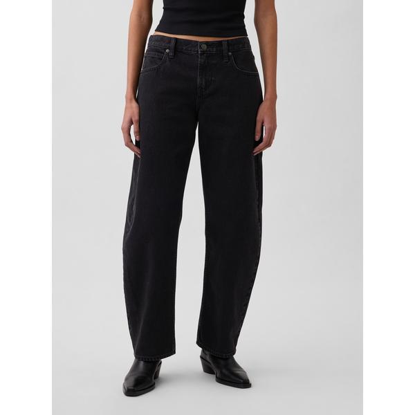 ジーンズ デニム デニムパンツ ローライズ バレルデニム ブラック レディース