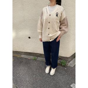 ニット セーター ケーブル切り替えカーデ レディース
