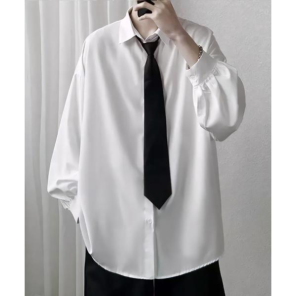 シャツ ネクタイ付きオーバーサイズシャツ/ユニセックス メンズ レディース