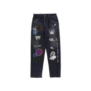 限定値下げ！！レア!! [新品未使用] BAPE KIDS デニムパンツ 100 A BATHING APE（アベイシングエイプ） パンツ BAPE EMBLEM DENIM PRINT
