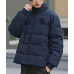 ダウンジャケット ダウン Calvin Klein/カルバンクライン CHENILLE STAND COLLAR PUFFER JACKET フロッキープリント ダウンジャケット メンズ レディース
