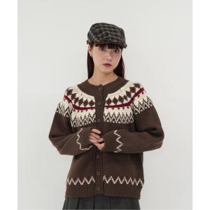 カーディガン 「 cunii 」ノルディック 配色 カーディガン ニット 冬 ガーリー 韓国 レディース 体型カバー レディース