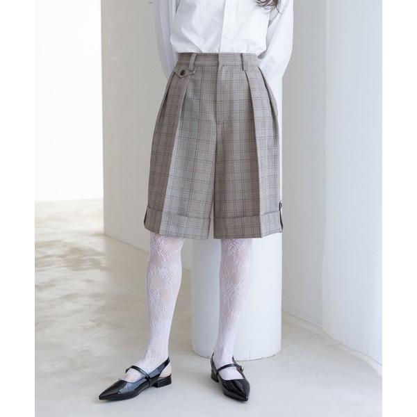 スラックス パンツ デザインロールアップショートパンツ/セットアップ対応 レディース