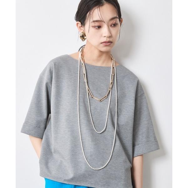 「CHIC STYLE」 半袖カットソー 4L グレー レディース