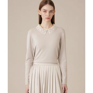 ニット セーター レースカラーコンビニットプルオーバー レディース