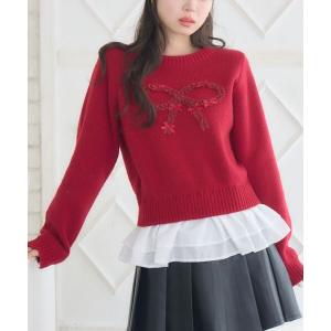 ニット セーター 裾フリルドッキングNTPO レディース