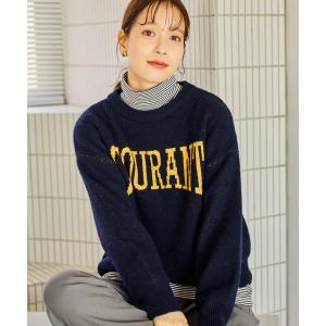 ニット セーター 5ゲージウール混ロゴジャガードニット レディース
