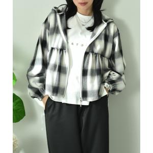 ブルゾン アウター チェックペプラム切替ＺＩＰフードジャケット レディース｜ZOZOTOWN Yahoo!店