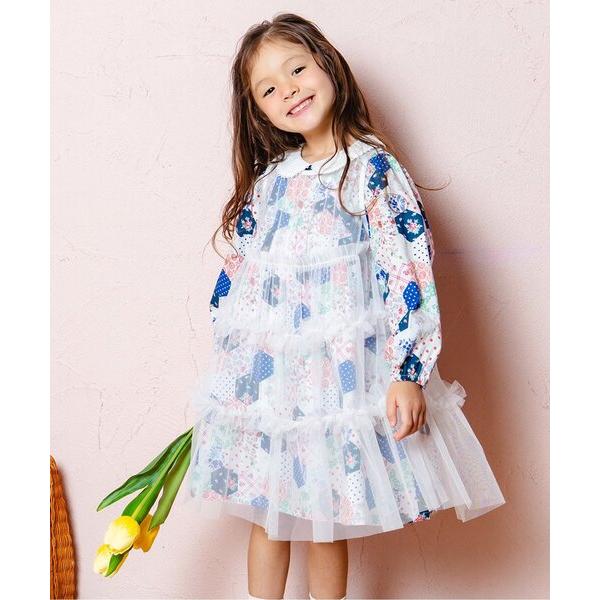 ワンピース ティアードチュールミミドレス キッズ 子供服 女の子