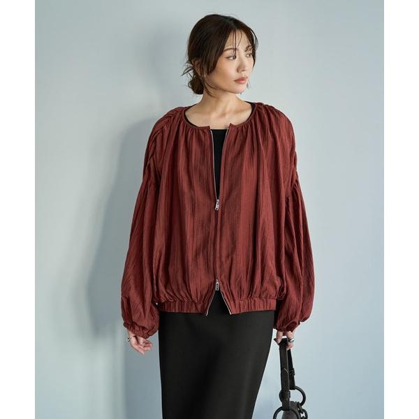 ブルゾン アウター 便利な楊柳ブラウスブルゾン レディース