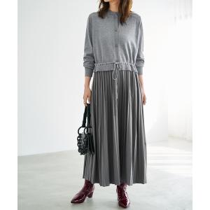 ワンピース プリーツスカートドッキングワンピース