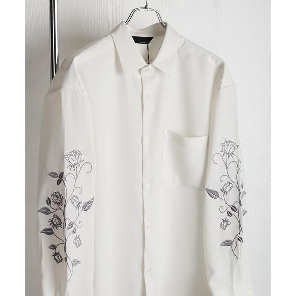 シャツ NAIVE MAGIC ナチュラルストレッチ ルーズサイズ 袖 薔薇刺繍 長袖シャツ メンズ...